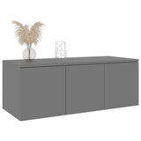 TV Cabinet Grey 80x34x30 cm Engineered Wood - Side View