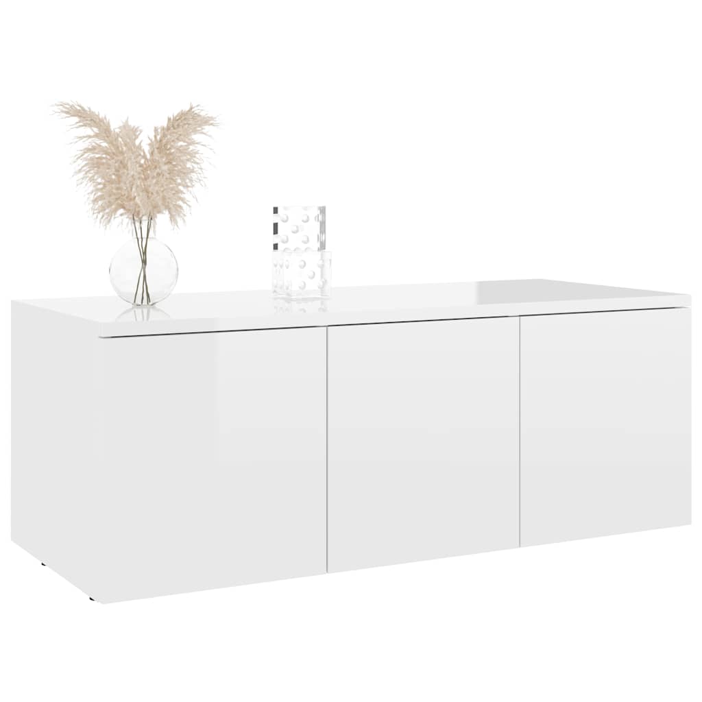 TV Cabinet High Gloss White 80x34x30 cm Engineered Wood