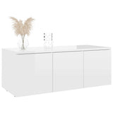 TV Cabinet High Gloss White 80x34x30 cm Engineered Wood - Side View
