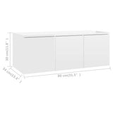 TV Cabinet High Gloss White 80x34x30 cm Engineered Wood - Low Angle