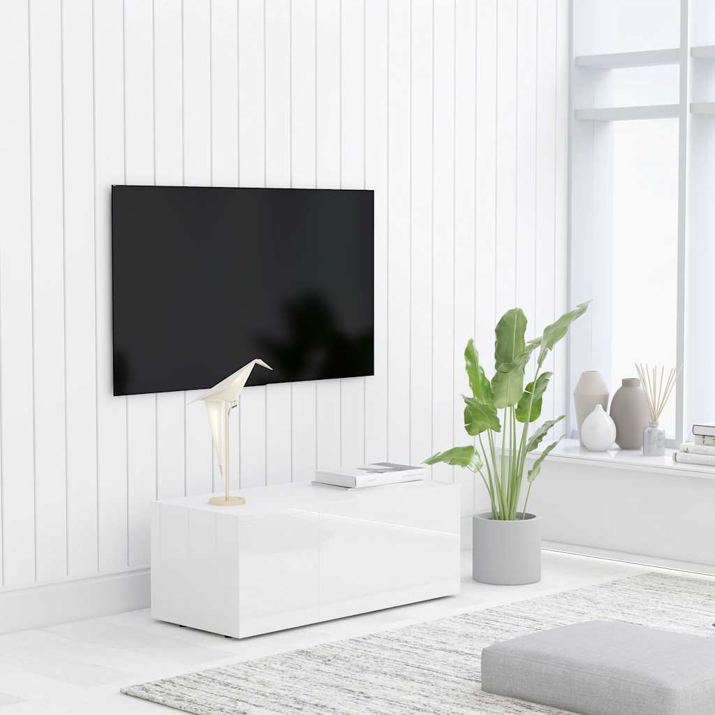 TV Cabinet High Gloss White 80x34x30 cm Engineered Wood