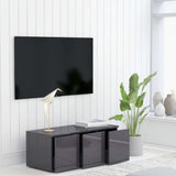 TV Cabinet High Gloss Grey 80x34x30 cm Engineered Wood - Side View