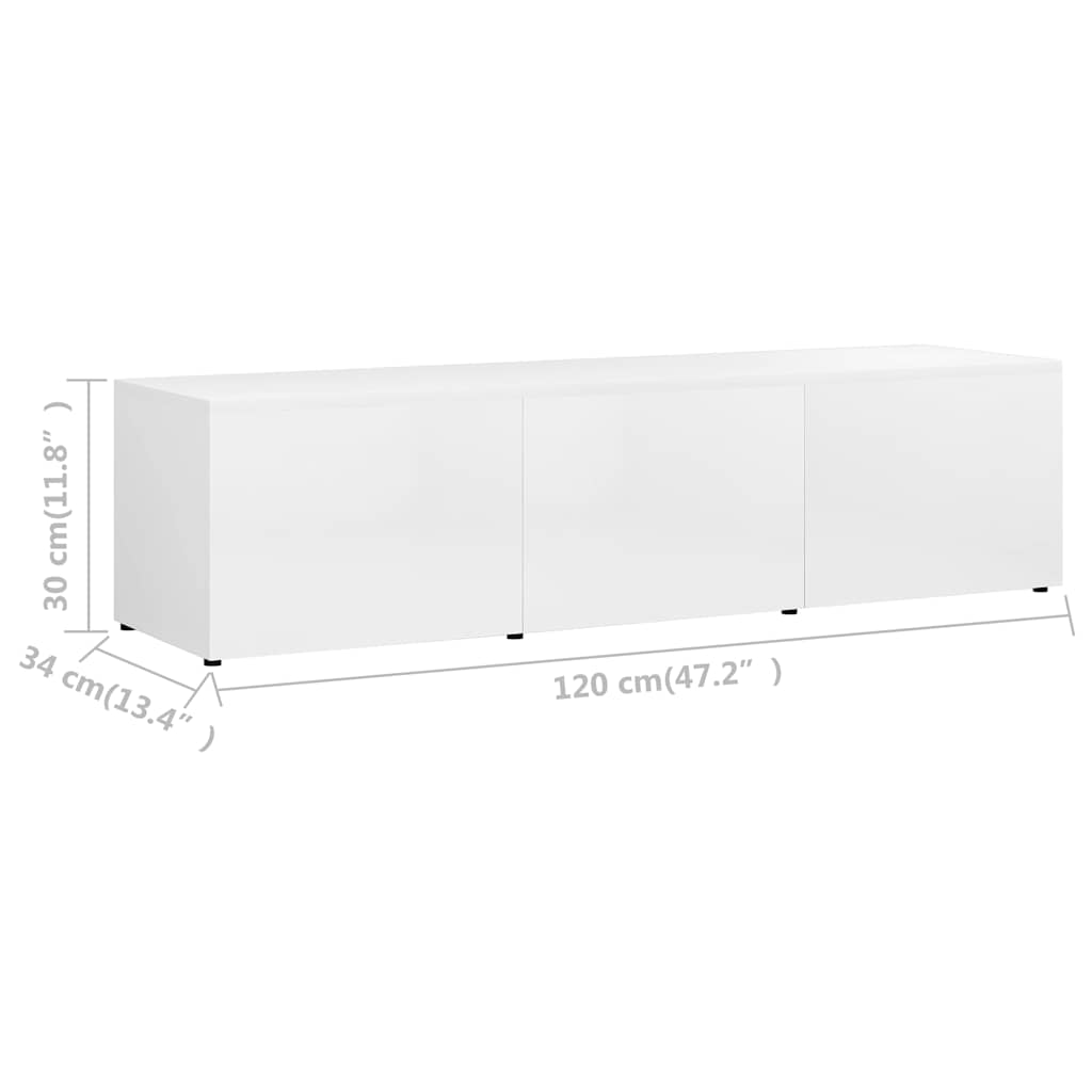 TV Cabinet High Gloss White 120x34x30 cm Engineered Wood