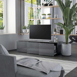 TV Cabinet High Gloss Grey 120x34x30 cm Engineered Wood - Side View