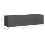 TV Cabinet High Gloss Grey 120x34x30 cm Engineered Wood