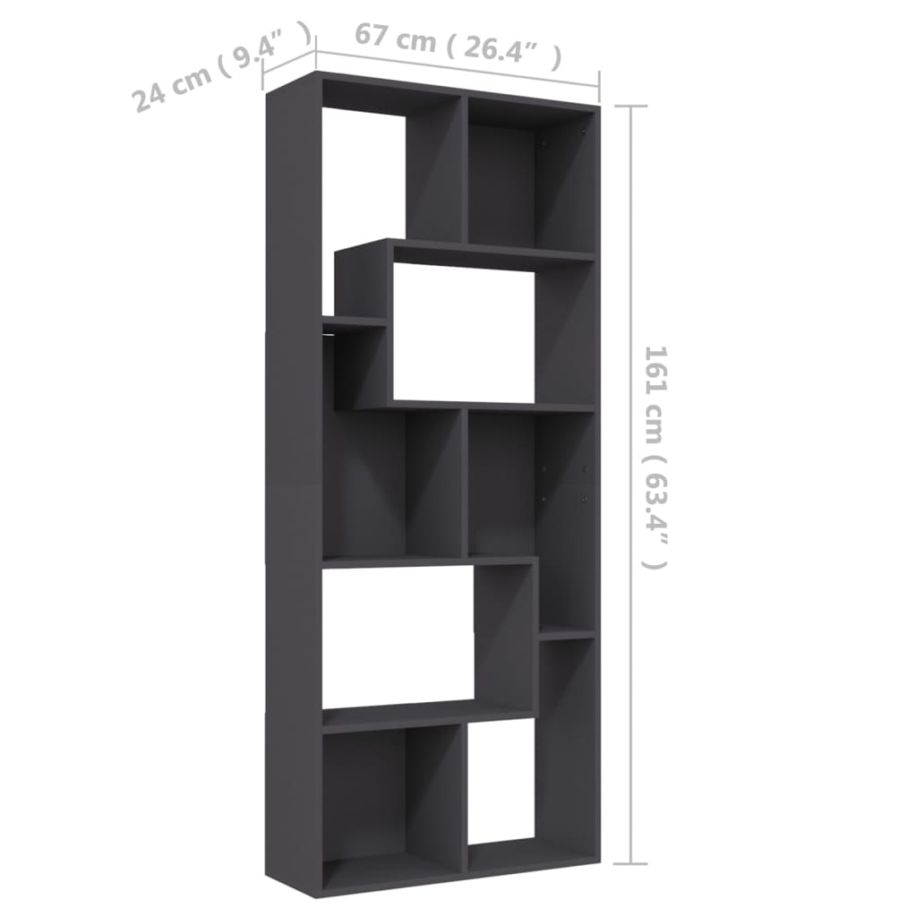 Book Cabinet Grey 67x24x161 cm Engineered Wood