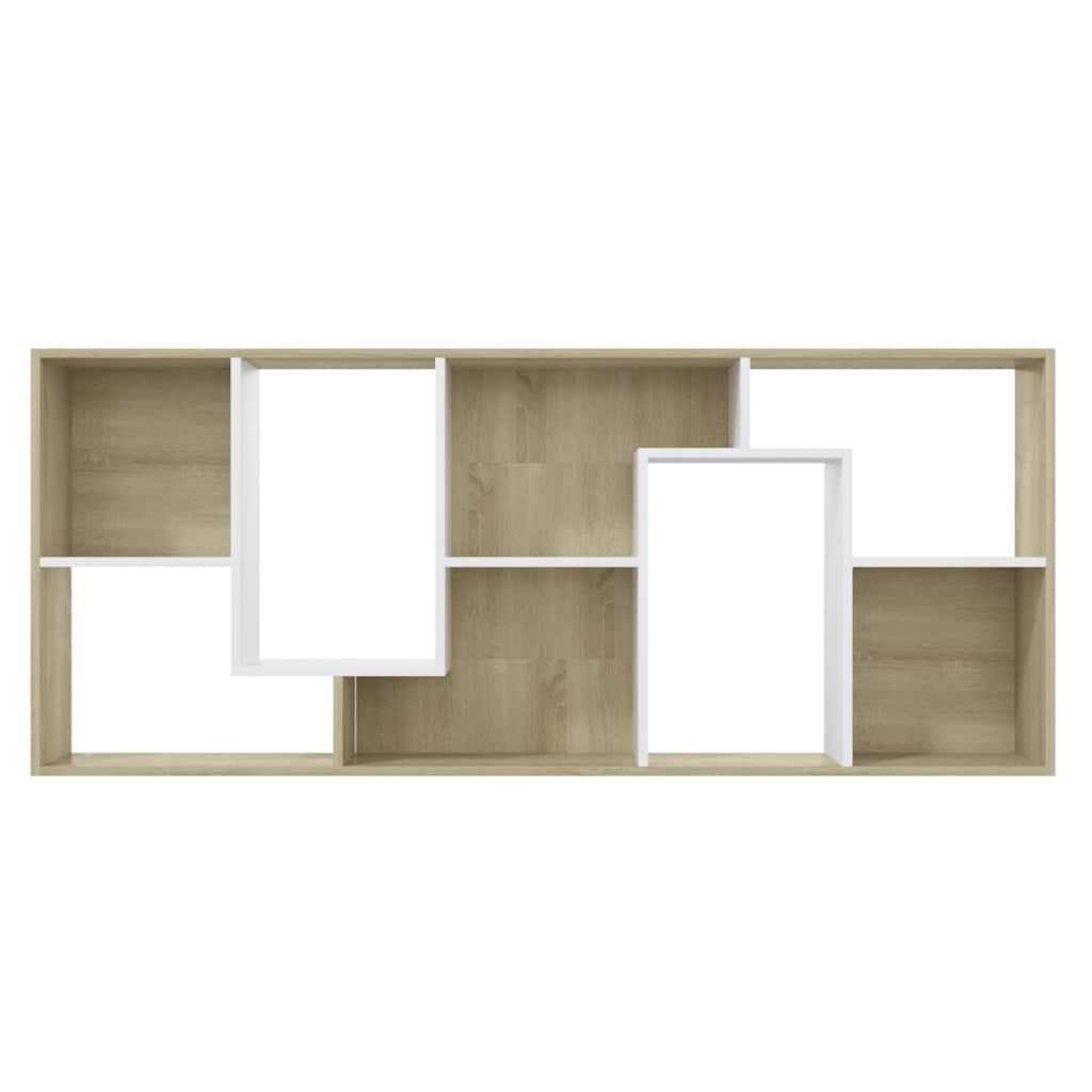 Book Cabinet White and Sonoma Oak 67x24x161 cm Engineered Wood