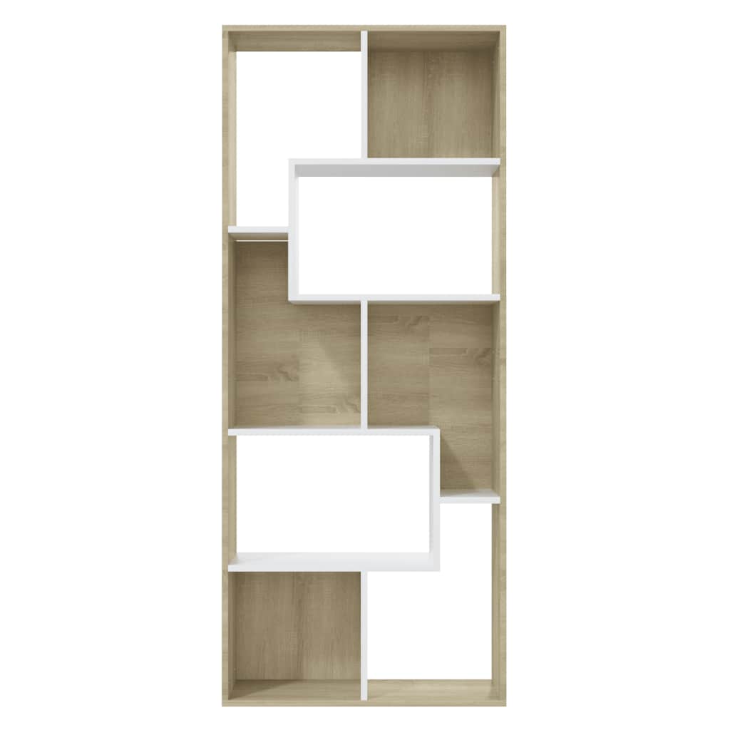 Book Cabinet White and Sonoma Oak 67x24x161 cm Engineered Wood