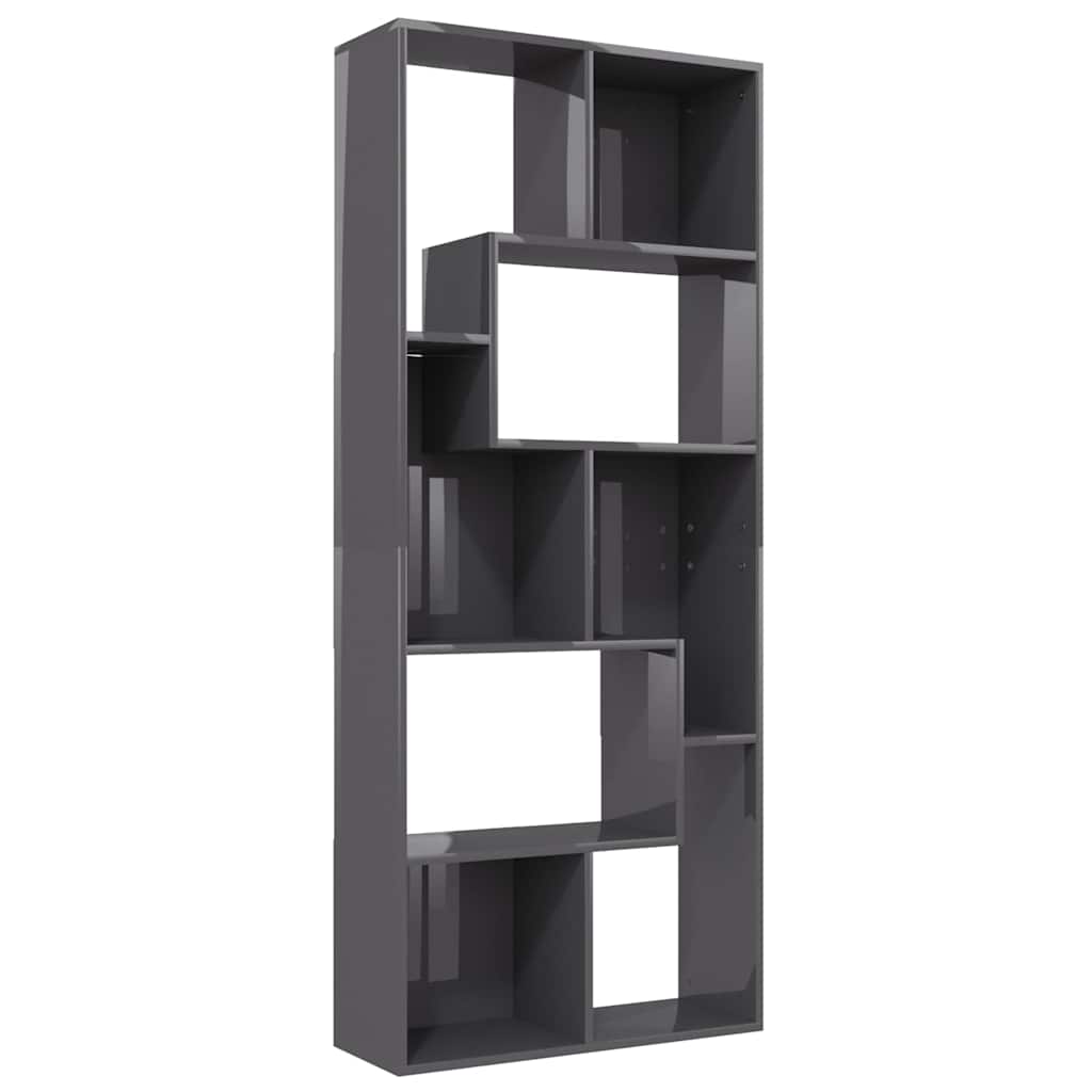 Book Cabinet High Gloss Grey 67x24x161 cm Engineered Wood