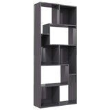 Book Cabinet High Gloss Grey 67x24x161 cm Engineered Wood
