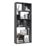 Book Cabinet High Gloss Grey 67x24x161 cm Engineered Wood - Top-Down View
