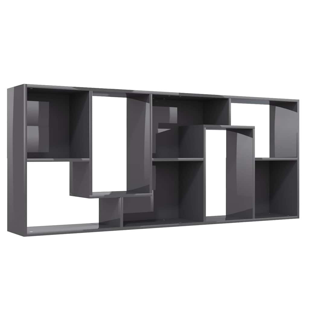 Book Cabinet High Gloss Grey 67x24x161 cm Engineered Wood