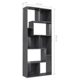 Book Cabinet High Gloss Grey 67x24x161 cm Engineered Wood - Extra Image