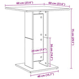 Bistro Table High Gloss White 60x60x75 cm Engineered Wood - Low Angle