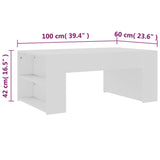 Coffee Table White 100x60x42 cm Engineered Wood - Rear View