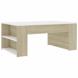 Coffee Table White and Sonoma Oak 100x60x42 cm Engineered Wood