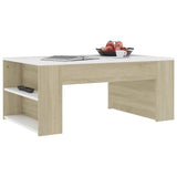 Coffee Table White and Sonoma Oak 100x60x42 cm Engineered Wood