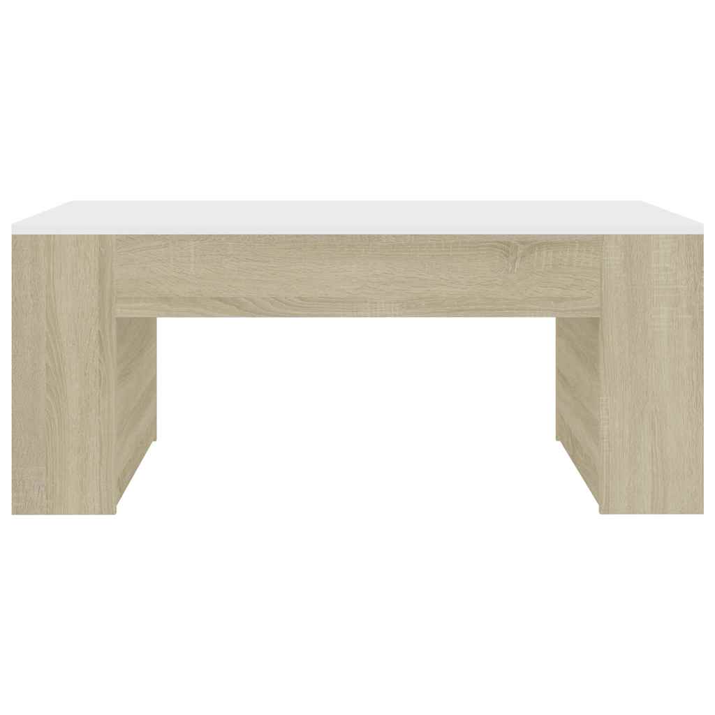 Coffee Table White and Sonoma Oak 100x60x42 cm Engineered Wood