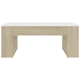 Coffee Table White and Sonoma Oak 100x60x42 cm Engineered Wood - Top-Down View