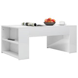 Coffee Table High Gloss White 100x60x42 cm Engineered Wood - Side View