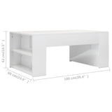 Coffee Table High Gloss White 100x60x42 cm Engineered Wood - Rear View