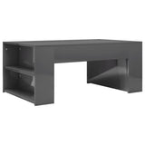 Coffee Table High Gloss Grey 100x60x42 cm Engineered Wood - Front View