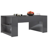 Coffee Table High Gloss Grey 100x60x42 cm Engineered Wood - Side View