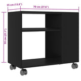 Side Table Black 70x35x55 cm Engineered Wood - Rear View