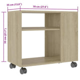 Side Table Sonoma Oak 70x35x55 cm Engineered Wood - Rear View
