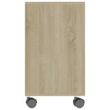 Side Table White and Sonoma Oak 70x35x60.5 cm Engineered Wood - 45-Degree Angle