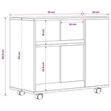Side Table White and Sonoma Oak 70x35x60.5 cm Engineered Wood