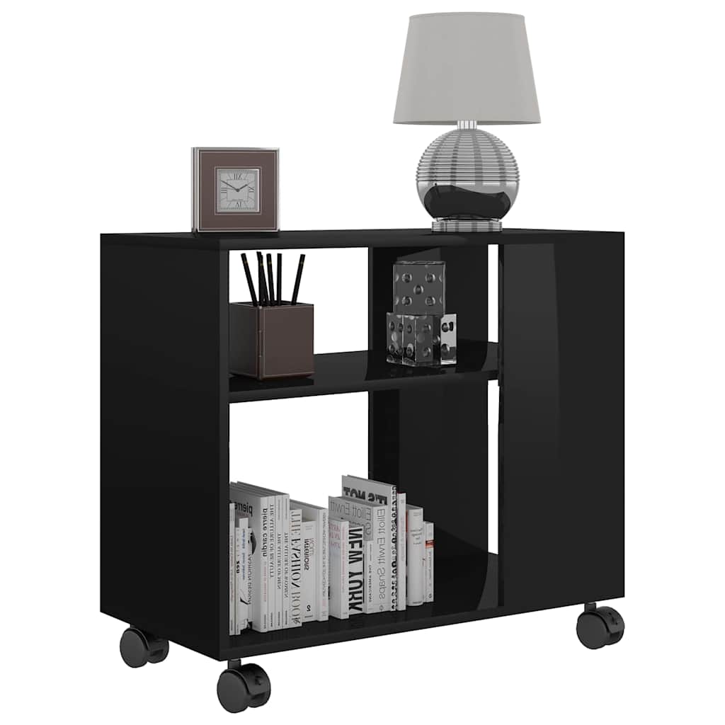 Side Table High Gloss Black 70x35x55 cm Engineered Wood