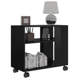 Side Table High Gloss Black 70x35x55 cm Engineered Wood - Side View