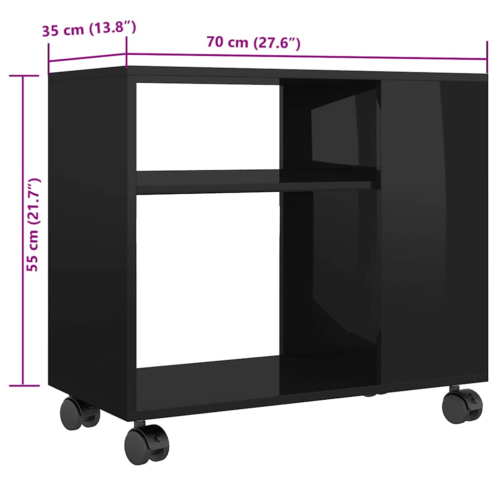 Side Table High Gloss Black 70x35x55 cm Engineered Wood