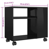 Side Table High Gloss Black 70x35x55 cm Engineered Wood - Rear View