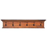 Wall Mounted Coat Rack 100x10x20 cm Solid Teak Wood - Front View