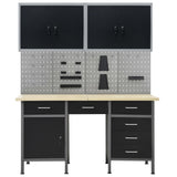 Workbench with Four Wall Panels and Two Cabinets - Front View