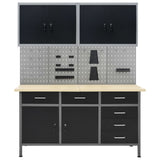 Workbench with Four Wall Panels and Two Cabinets - Front View