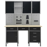 Workbench with Four Wall Panels and Two Cabinets - Front View