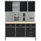 Workbench with Four Wall Panels and Two Cabinets - Front View