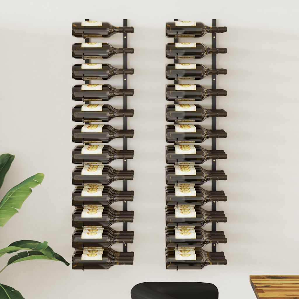 Wall-mounted Wine Racks for 72 Bottles 2 pcs Black Iron