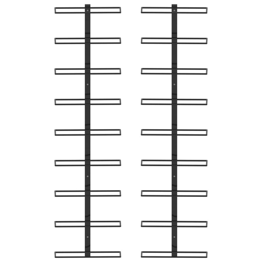 Wall-mounted Wine Racks for 18 Bottles 2 pcs Black Iron