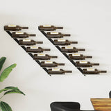 Wall-mounted Wine Racks for 14 Bottles 2 pcs Black Metal