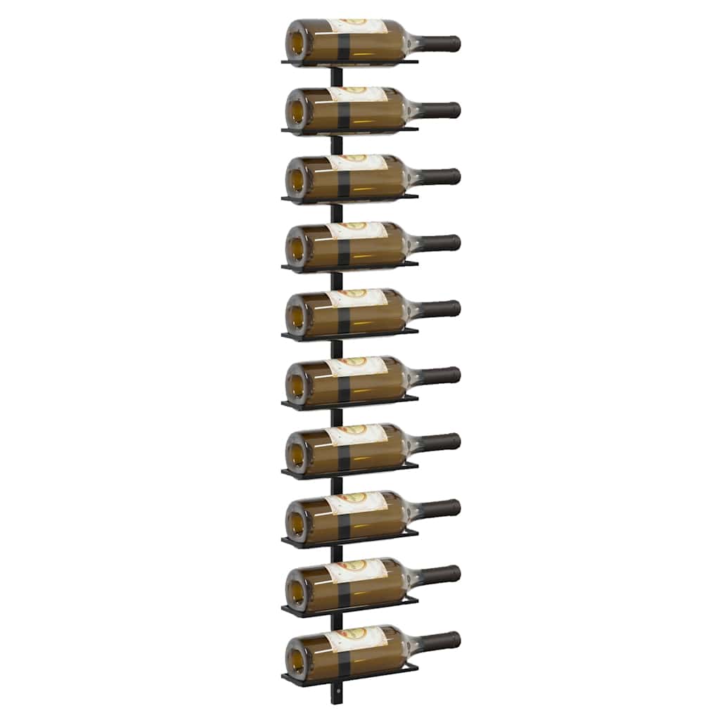 Wall-mounted Wine Rack for 10 Bottles Black Metal