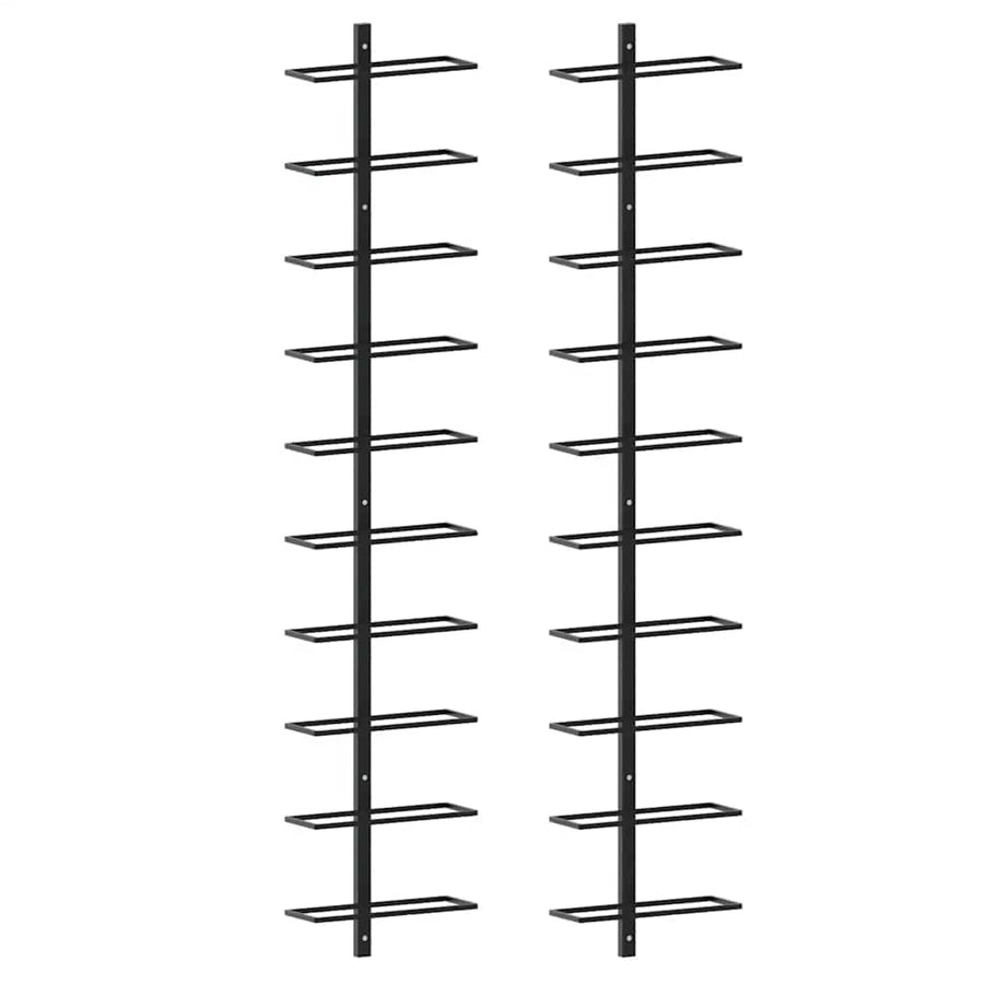 Wall-mounted Wine Racks for 20 Bottles 2 pcs Black Metal