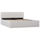 Hydraulic Storage Bed Frame without Mattress White 137x187cm