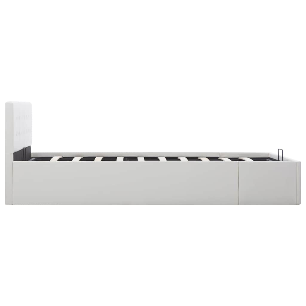 Hydraulic Storage Bed Frame without Mattress White 137x187cm
