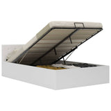Hydraulic Storage Bed Frame without Mattress White 137x187cm