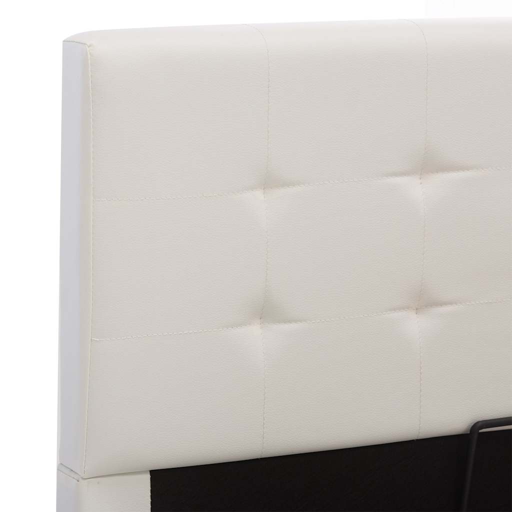Hydraulic Storage Bed Frame without Mattress White 137x187cm