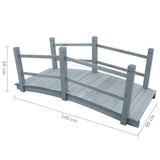 Garden Bridge Grey 140x60x56 cm Solid Firwood - Top-Down View